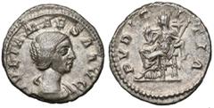 Ancient coins Julia Maesa (218-222 AD) DenariusSilver, diameter 19 mm, weight 2,97 g.Awers: Popiersie cesarzowej w draperii, w prawo, w otoku legenda IVLIA MAESA AVGRewers: Pudicita siedząca na tronie