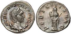 Ancient coins Herennia Etruscilla (250-251 n.e.) Antoninian - piękny awersPiękny awers, rewers rozmyty. Awers: Popiersie cesarzowej w diademie i draperii w prawo w otoku legenda HER ETRVSCILLA AVG Rew