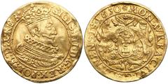 COINS POLAND Zygmunt III Waza, Dukat Gdańsk 1630 SB rzadki Późny dukat gdański Zygmunta III, z mennicy pod zarządem Samuela Berrmana (litery S-B pod ozdobnym kartuszem).Dość wyraźnie obiegowy egzempla