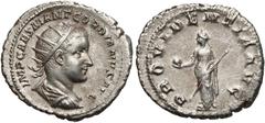 ANCIENT COINS Gordian III, Antoninian Rzym - Providentia Dobry relief. Ciekawszy portret. Awers: popiersie cesarza w zbroi, paludamentum i koronie promienistej w prawo, w otoku legendaIMP CAES GORDIAN