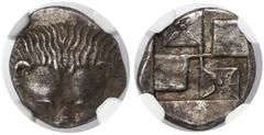 ANCIENT COINS GREECE Tauric Chersonese, Patikapaion, Diobol (450-437 BC) Grecja, Pantikapajon, Diobol (450-437pne) Pantikapajon to starożytne miasto założone w VI wieku p.n.e. na terenach dzisiejszego