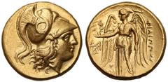 Ancient coins Kings of Macedon, Philip III Arrhidaios (323-317 BC), AV Stater, Abydus mint. Macedonia, Filip III Arridajos (323-317pne), Złoty Stater Obverse: Helmeted head of Athena facing right.Reve