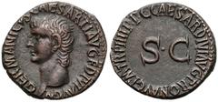 Ancient coins Germanicus (father of Caligula), AE As, Rome mint, struck circa AD 37-38 (under Caligula) Germanik, As pośmiertny Obverse: GERMANICVS CAESAR TI AVG F DIVI AVG N, bare head of Germanicus 