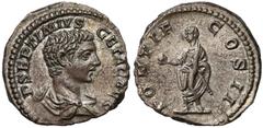 Ancient coins Geta as Caesar (AD 198-209), AR Denarius, Rome mint, AD 208. Geta (jako Cezar 198-209), Denar - konsul po raz drugi Obverse: P SEPTIMIVS GETA CAES, bareheaded and draped bust of Geta rig
