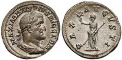 Ancient coins Maximinus Thrax (AD 235-238), AR Denarius, Rome mint, AD 236. Maksymin Trak (235-238), Denar - Pax - wspaniały portret A beautiful portrait. Obverse: MAXIMINVS PIVS AVG GERM, laureated b