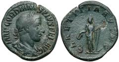 Ancient coins Gordian III (AD 238-244), AE Sestertius, Rome mint, AD 241-243. Gordian III (238-244), Sesterc - Laetitia Obverse: IMP GORDIANVS PIVS FEL AVG, laureated bust of Gordian right.Reverse: S 