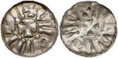 Medieval World Coins Niemcy, Denar krzyżowy Typ I jednostronny z krzyżem kawalerskim Jednostronny denar krzyżowy ze świątynią. Typ: krzyż kawalerski otoczony punktami i promieniami przedzielonymi dwom