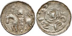 Medieval Poland Collection Bolesław II Śmiały, Denar z jeźdźcem - •S leżące - dwa punkty Pięknie wybita twarz na awersie, ale za to słabsze odbicie rewersu, z niedobiciem u góry. Odmiana z literą S le