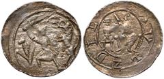 Medieval Poland Collection Władysław II Wygnaniec, Denar - Walka z lwem - cztery kropki Piękna sztuka, z połyskiem i w patynie. Pierwszy typ denarów Wygnańca. Przedstawiający na awersie księcia na tro