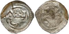 Medieval Österreich, Friesach (1300-1340), Pfennig - Mann steht hinter dem Adler Austria, Friesach (1300-40), Fenig - postać przed orłem Mennica: Friesach. Przedstawienie: postać z uniesionymi rękoma 