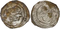 Medieval Österreich, Pfennig - Harpyie dazwischen OT Austria, Fenig - Harpia pomiędzy literami OT Przedstawienie: harpia krocząca w lewo, z głową na wprost, pomiędzy literami O-T. Srebro, średnica 18 