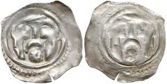 Medieval Österreich, Pfennig - Drei Türme, eine Rosette Austria, Fenig - Trzy wieże, jedna nad rozetą Przedstawienie: trzy wieże trzyblankowe, jedna nad łukiem, pod którym jest rozeta. Srebro, średnic