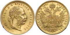 World Gold Coins Austria, Franz Joseph I, Ducat 1876 Austria, Franciszek Józef I, Dukat 1876 Złoto (Au.986), średnica 20 mm, waga 3.48 g Reference: Krause KM# 2267 Grade: XF