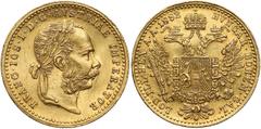 World Gold Coins Austria, Franz Joseph I, Ducat 1882 Austria, Franciszek Józef I, Dukat 1882 Złoto, średnica 19.9 mm, waga 3.48 g Reference: Krause KM# 2267 Grade: VF+