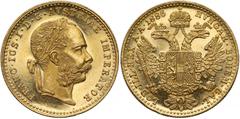 World Gold Coins Austria, Franz Joseph I, Ducat 1886 Austria, Franciszek Józef I, Dukat 1886 Wymyty (cleaned). Złoto, średnica 19.9 mm, waga 3.49 g Reference: Krause KM# 2267 Grade: ~XF