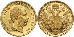 World Gold Coins Austria, Franz Joseph I, Ducat 1890 Austria, Franciszek Józef I, Dukat 1890 Złoto, średnica 19.9 mm, waga 3.487 g Reference: Krause KM# 2267 Grade: VF+