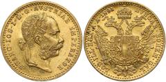 World Gold Coins Austria, Franz Joseph I, Ducat 1891 Austria, Franciszek Józef I, Dukat 1891 Złoto, średnica 19.9 mm, waga 3.48 g Reference: Krause KM# 2267 Grade: XF-