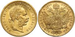 World Gold Coins Austria, Franz Joseph I, Ducat 1896 Austria, Franciszek Józef I, Dukat 1896 Lekko wymyty (slightly cleaned). Złoto, średnica 19.9 mm, waga 3.485 g Reference: Krause KM# 2267 Grade: VF