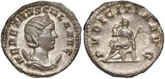 Ancient Coins Rome, Herennia Etruscilla, AR Antoninian - PudicitaBardzo ładnie zachowana moneta. Wada powierzchni za boginią. Awers: Popiersie cesarzowej w diademie i draperii w prawo. W otoku legenda