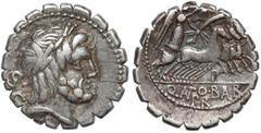 Ancient coins from collection of Bartosz Awianowicz Republika, Q. Anto Balb Pr (83-82 p.n.e.) Denar SerratusAwers: Głowa Jowisza w wieńcu laurowym, w prawo, za nią SC; w otoku perełkowym.Rewers: Wikto