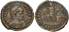 Ancient coins from collection of Bartosz Awianowicz Gracjan (367-383 n.e.) Follis, AntiochiaAwers: Popiersie cesarza w hełmie, diademie, zbroi i paludamentum w prawo, trzymający włócznię, w otoku lege