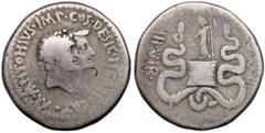 Ancient Coins Republika, Marek Antoniusz i Oktawia (40-35 p.n.e.) Jonia, Efez, Cystofor (39 p.n.e.)Awers: Głowa Marka Antoniusza i Oktawii, poniżej lituus, w otoku legenda M ANTONIVS • IMP • COS • DES