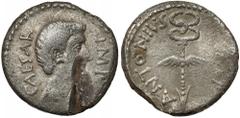 Ancient Coins Roman Republic, Octavian (40-39 BC) AR Denarius - military mint in Gaul Roman Republic, Octavian (40-39 BC) AR Denarius - military mint in Gaul Obverse: CAESAR IMP Bare head of Octavian 