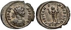 Ancient coins Probus (276-282 AD) Antoninian, Rome - AEQVITI seriesThis coin is part of the famous coded Aeqviti series (see the letter 'E' in the exergue, which is the 2nd letter of the AEQVITI word 