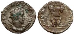 Ancient Coins Gallienus (253-268 n.e.) Antoninian, CologneObverse: GALLIENVS P F AVGRadiate, draped and cuirassed bust right. Reverse: GERMANICVS MAX V Trophy, two captives. Silver, diameter 19,9 x 21