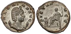 Ancient Coins Salonina (253-268 AD) Antoninian, RomeObverse: SALONINA AVGDraped bust right. Reverse: PIETAS AVGGPietas seated left, two children standing opposite to her. Silver, diameter 20,4 mm, wei