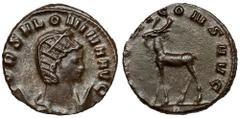 Ancient Coins Salonina (253-268 AD) Antoninian, Rome - antelopeObverse: COR SALONINA AVGDraped bust right. Reverse: IVNONI CONS AVG / AAntelope. Bilon, diameter 18,3 mm, weight 2,71 g. Awers: Popiersi
