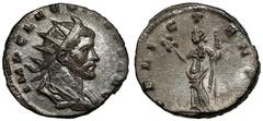 Ancient Coins Claudius II Gothicus (268-270 AD) Antoninian, Mediolan - high quality portraitObverse: IMP CLAVDIVS AVGRadiate, draped and cuirassed bust. Reverse: FELIC TEMPOFelicitas standing left, ho