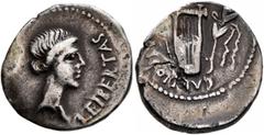 An American Collection Brutus, † 42 BC. Denarius (Silver, 18 mm, 3.57 g, 3 h), mint moving with Brutus in Lycia, spring-early summer 42 BC. LEIBERTAS Head of Libertas to right. Rev. CAEPIO•BRV[TVS•PRO