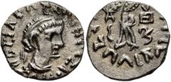 Oriental Greek BAKTRIA, Indo-Greek Kingdom. Zoilos II, circa 50-40/35 BC. Drachm (Silver, 16 mm, 2.37 g, 12 h), citing Bhadrayasha. BAΣIΛEΩΣ ΣΟΤΗΡΟC ZΩIΛOΥ Diademed and draped bust of Zoilos II to rig