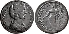 The Plankenhorn Collection: Phrygia PHRYGIA. Aezanis. Julia Domna, Augusta, 193-217. Tetrassarion (Bronze, 29 mm, 13.83 g, 6 h), Kompsos, grammateus. IOYΛIA CЄBACTH Draped bust of Julia Domna to right