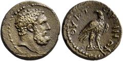 Roman Provincial LYDIA. Thyateira. Pseudo-autonomous issue. Hemiassarion (Orichalcum, 15 mm, 3.32 g, 7 h), time of the Severans, circa 193-235. Bearded head of Herakles to right. Rev. ΘΥΑΤЄΙΡΗΝΩΝ Eagl