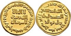 Early Medieval & Islamic ISLAMIC, Umayyad Caliphate. temp. 'Abd al-Malik ibn Marwan, AH 65-86 / AD 685-705. Dinar (Gold, 19 mm, 4.29 g, 6 h), without mint, AH 78 = AD 697/8. In inner field: 'no God bu