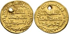 Early Medieval & Islamic ISLAMIC, Umayyad Caliphate. temp. Yazid II ibn 'Abd al-Malik, AH 101-105 / AD 720-724. Dinar (Gold, 19 mm, 4.10 g, 2 h), without mint, AH 103 = AD 721/2. In inner field: 'no G