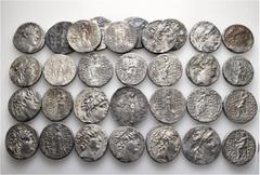 Group Lots A lot containing 31 silver coins. All: Seleukid Tetradrachms. Fair to very fine. LOT SOLD AS IS, NO RETURNS. 31 coins in lot. From a European collection, formed before 2005.