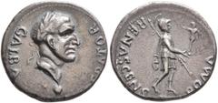 Roman Imperial Galba, 68-69. Denarius (Silver, 18 mm, 3.43 g, 6 h), uncertain mint in Spain (Tarraco?), April-late 68. GALBA IMPERATOR Laureate head of Galba to right, globe at point of neck. Rev. ROM