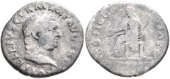 Roman Imperial Vitellius, 69. Denarius (Silver, 18 mm, 2.60 g, 6 h), Rome, late April-20 December 69. A VITELLIVS GERMAN IMP TR P Laureate head of Vitellius to right. Rev. CONCORDIA P R Concordia seat