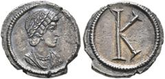 The Ramskold Collection, Part I Commemorative Series, circa 330-340. 1/3 Siliqua (Silver, 11 mm, 1.00 g, 12 h), Constantinopolis. Draped female bust (Helena?) to right, wearing single pendant earring 