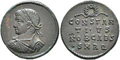 The Ramskold Collection, Part I Constantius II, as Caesar, 324-337. Follis (Bronze, 18 mm, 2.63 g, 12 h), Rome, late 328-early 329. Laureate, draped and cuirassed bust of Constantius II to left. Rev. 