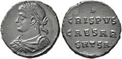The Ramskold Collection, Part I Crispus, Caesar, 316-326. Follis (Bronze, 17 mm, 1.92 g, 12 h), Thessalonica, April 326. Laureate, draped and cuirassed bust of Crispus to left. Rev. CRISPVS / CAESAR /