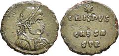 The Ramskold Collection, Part I Crispus, Caesar, 316-326. Follis (Bronze, 15 mm, 1.47 g, 12 h), a contemporary imitation of an issue from Treveri. Uncertain mint in Gaul (?), circa 333-340 (?). Laurea