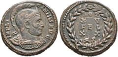 The Ramskold Collection, Part I Licinius I, 308-324. Follis (Bronze, 10 mm, 3.69 g, 12 h), Rome, circa 320. IMP LI-CINIVS AVG Helmeted and cuirassed bust of Licinius I to right. Rev. VOT / XV / FEL / 