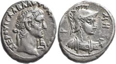 Roman Provincial EGYPT. Alexandria. Galba, 68-69. Tetradrachm (Billon, 25 mm, 12.43 g, 11 h), RY 2 = 68/9. ΣΕΡΟΥΙ ΓΑΛΒΑ ΑΥΤΟ ΚΑΙΣ ΣΕΒΑ / L B Laureate head of Galba to right. Rev. Ρ[Ω]ΜΗ Helmeted and c