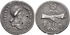 Roman Imperial Civil Wars, 68-69. Forces of Galba in Spain. Anonymous, 3 April-2nd half of June 68. Denarius (Silver, 19 mm, 3.47 g, 6 h), uncertain mint in Spain. Group VII. BON EVENT FELICITAS Diade