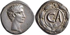 Roman Provincial SYRIA, Seleucis and Pieria. Antioch (?). Augustus, 27 BC-AD 14. 'As' (Bronze, 24 mm, 9.48 g, 12 h), circa 27-5. Bare head of Augustus to right. Rev. C•A within linear circle and large