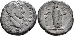 The Collection of E. ten Brink: Hadrian EGYPT. Alexandria. Hadrian, 117-138. Tetradrachm (Billon, 25 mm, 13.23 g, 12 h), RY 6 = 121/2. ΑΥΤ Κ[ΑΙ ΤΡΑΙ] ΑΔΡΙΑ ϹЄΒ Laureate head of Hadrian to right, with 